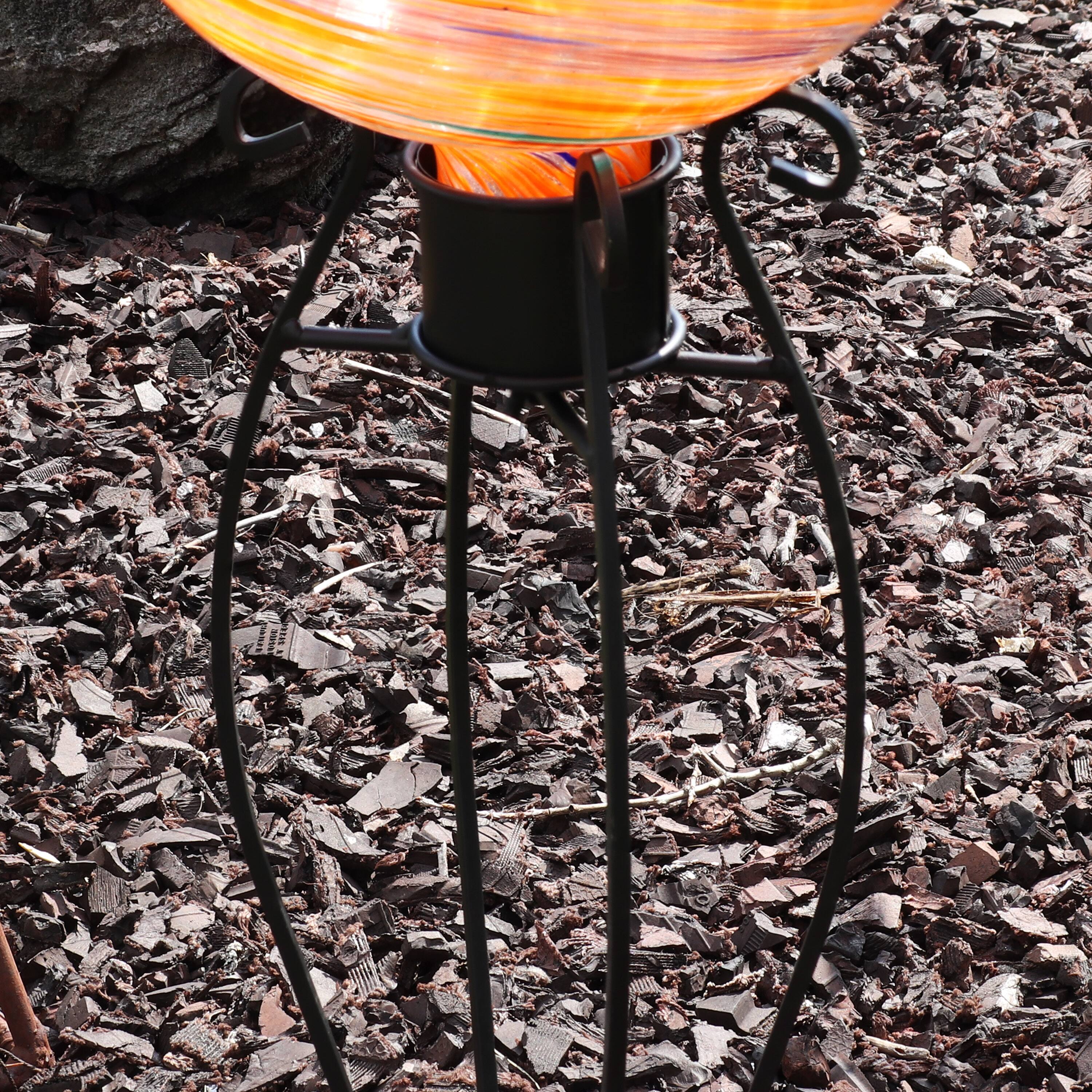 Alt View 5. Sunnydaze - Graceful Curved Steel Gazing Globe Stand - 18.25 in - Black.