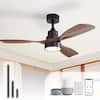 Front. Sofucor - 42'' Wood Ceiling Fan with Light & APP/ Remote Control Reversible DC Motor 3CCT LED Dimmable for Bedroom Farmhouse Patio - Black Walnut Wood.