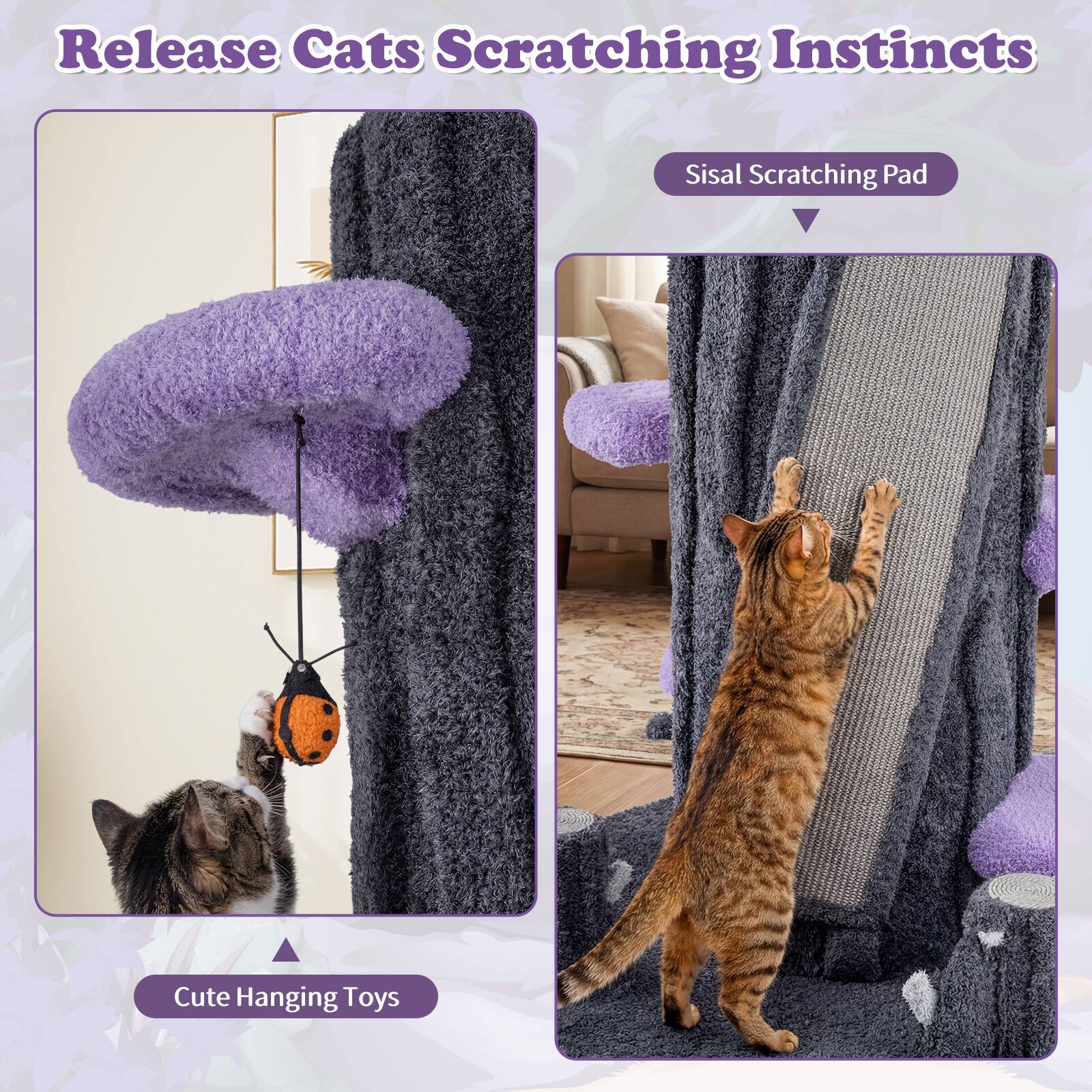 Release Cats Scratching Instincts  
Sisal Scratching Pad  
Cute Hanging Toys