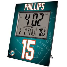 Keyscaper - Jaelan Phillips Miami Dolphins Digital Desk & Wall Clock - Multicolor