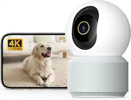 FINEAK - Indoor Camera 4K UHD Pet/Dog/Baby Security Camera with Phone App - White