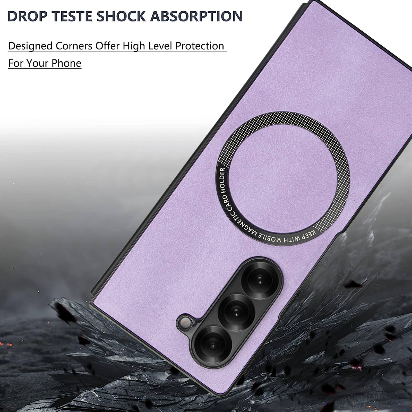 DROP TESTE SHOCK ABSORPTION  
Designed Corners Offer High Level Protection For Your Phone  

HOLDER CARD MAGNETIC MOBILE KEEP WITH