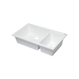 Alfi - brand 34 Double Bowl Undermount Granite Composite Kitchen Sink - White