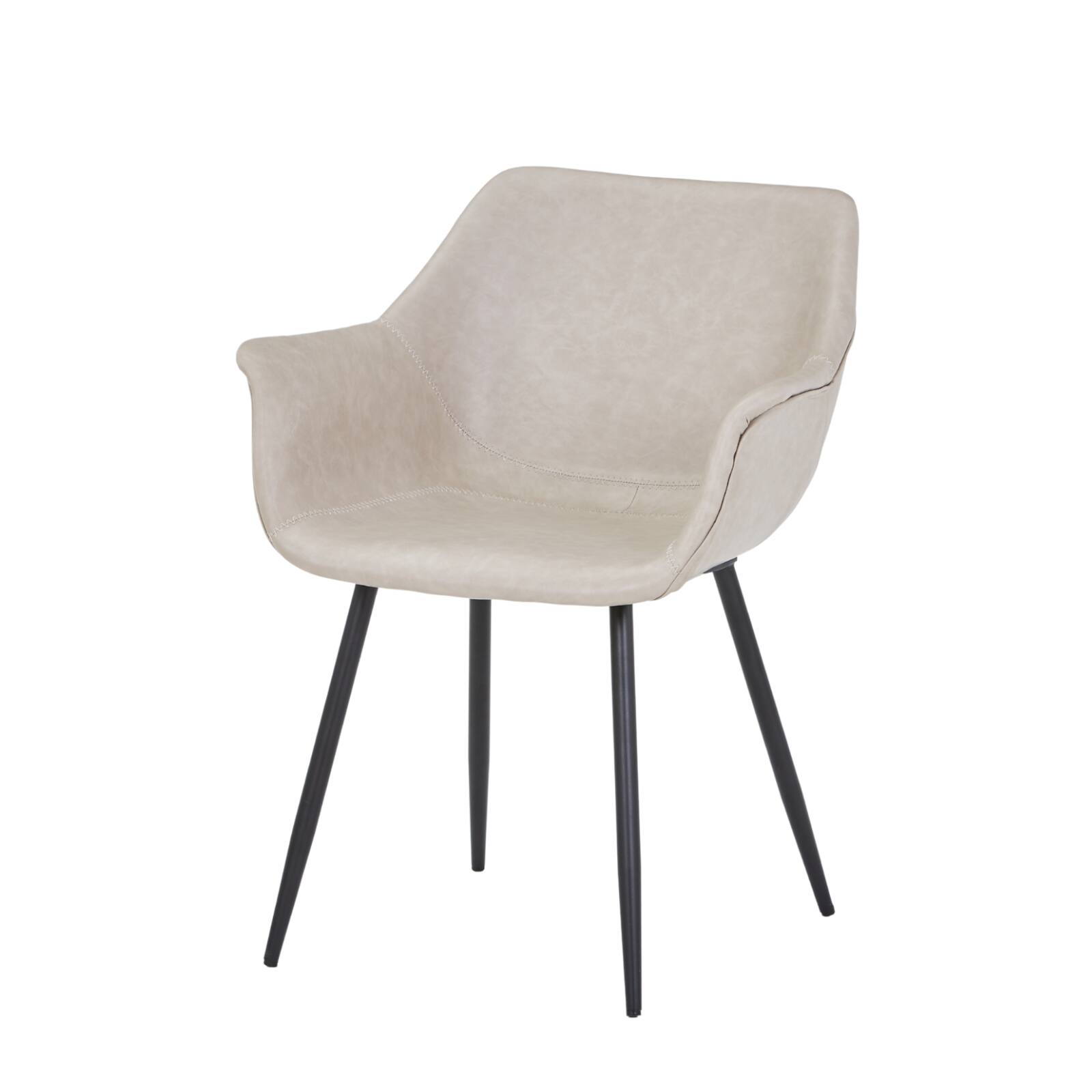 Alt View 8. LeisureMod - Markley 2-PCS Modern Leather Accent Dining Chair with Powder-Coated Iron Legs - Light Grey.