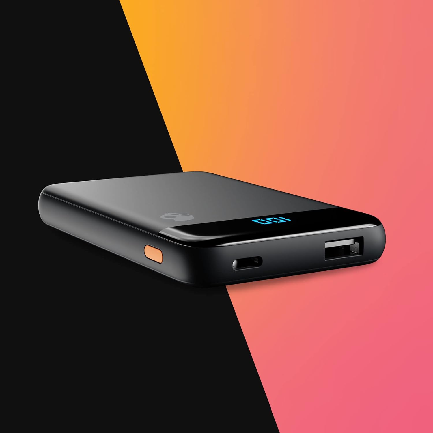 Angle. Skullcandy - Stash Mini 5000mAh Portable Charger - Black/Orange.