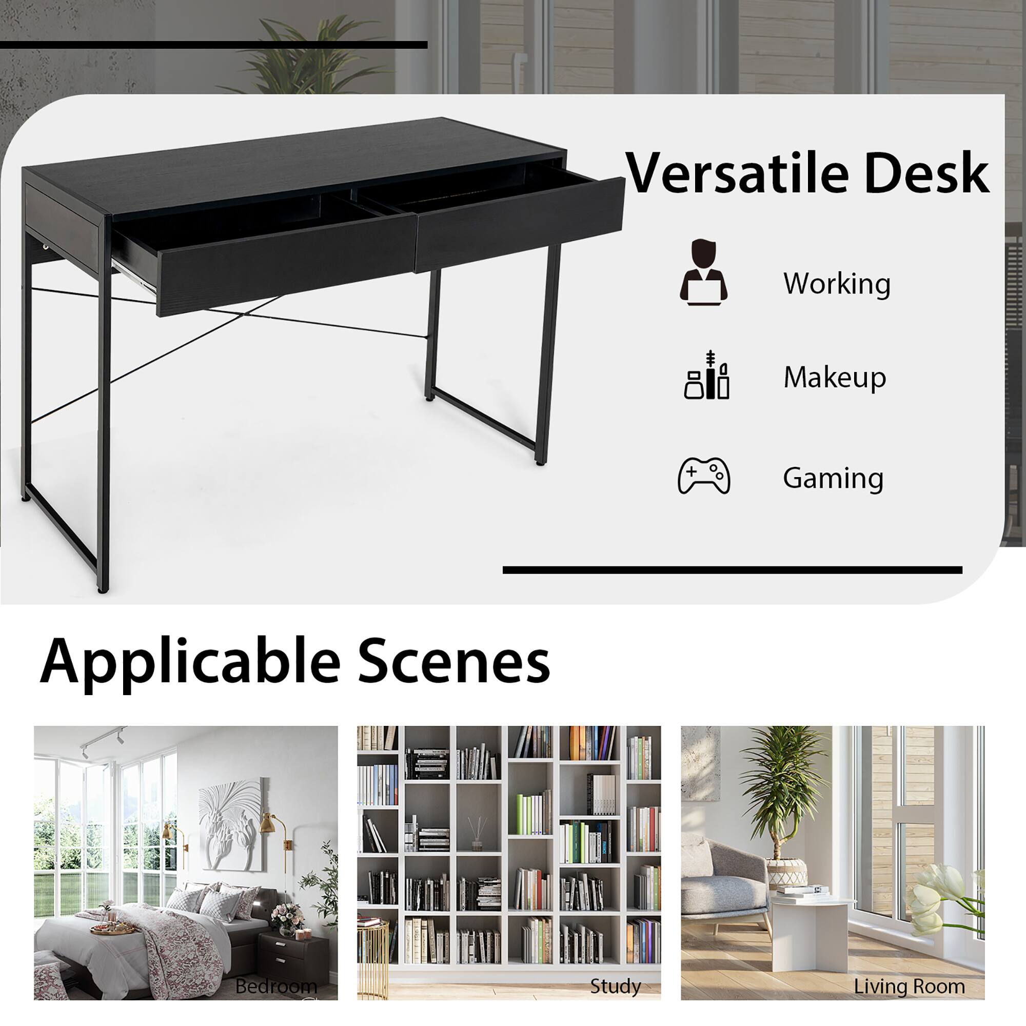 Versatile Desk: Working, Makeup, Gaming Applicable Scenes: Bedroom, Study, Living Room