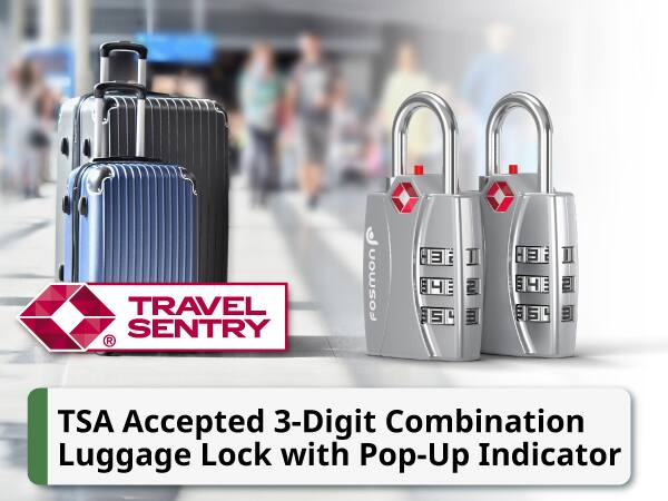 TRAVEL SENTRY TSA Accepted 3-Digit Combination Luggage Lock with Pop-Up Indicator Fosmon