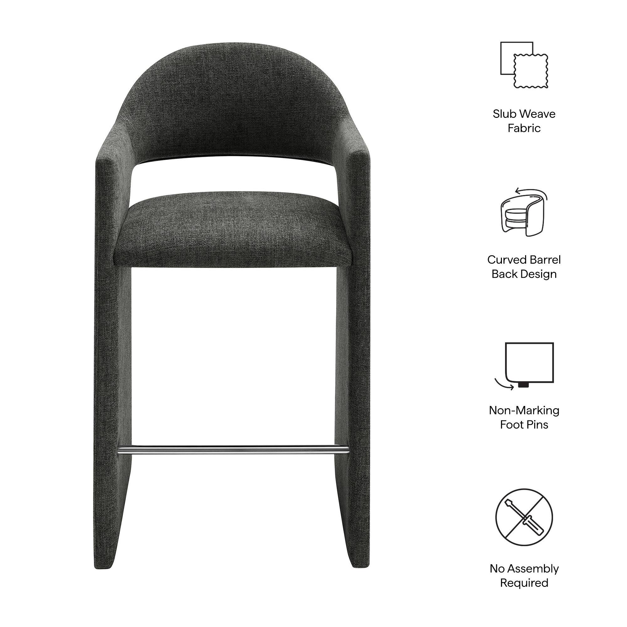 Slub Weave Fabric  
Curved Barrel Back Design  
Non-Marking Foot Pins  
No Assembly Required