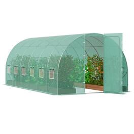 VEVOR - Walk-in Tunnel Greenhouse, 19.4x9.7x7.4 ft Hoop House Greenhouse Tunnel, Plant Hot House with Galvanized Steel Frame - Green