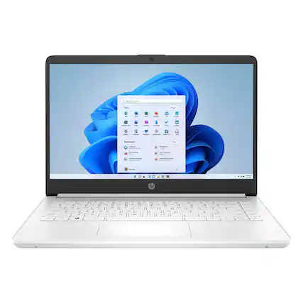 Front. HP - HP Stream 14" HD Business Laptop,Intel Celeron N4120,8GB RAM,64GB eMMC,1 Year Office 365,Win 11,White - White.
