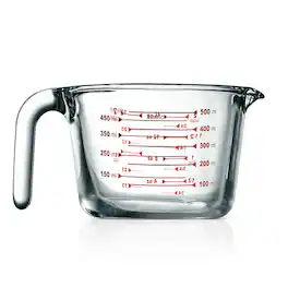 NutriChef - High Borosilicate Glass Measuring Cup with Customized Decal Scale, 500 ml, Safe to Use in Microwave
