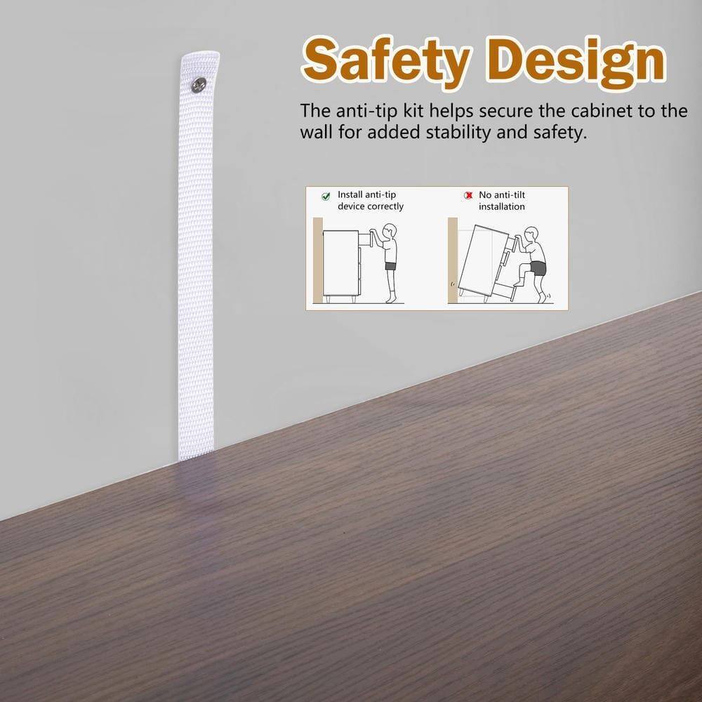 Safety Design

The anti-tip kit helps secure the cabinet to the wall for added stability and safety.

- Install anti-tip device correctly
- No anti-tilt installation