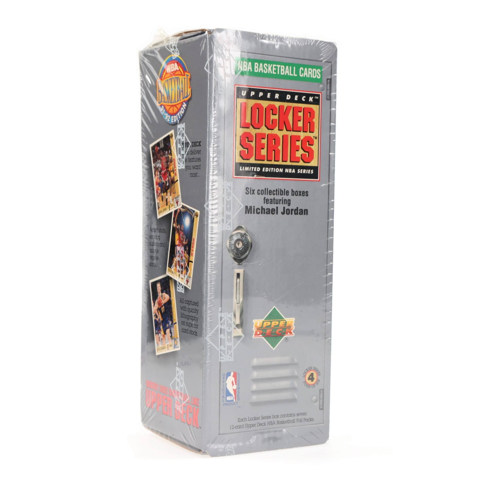 NBA BASKETBALL CARDS  
UPPER DECK LOCKER SERIES  
LIMITED EDITION NBA SERIES  

Six collectible boxes featuring Michael Jordan  

All contained with custom chrome and autographed cards  

Each Locker Series box contains seven Upper Deck NBA Basketball Full Packs  

12-card autographed pack  

4