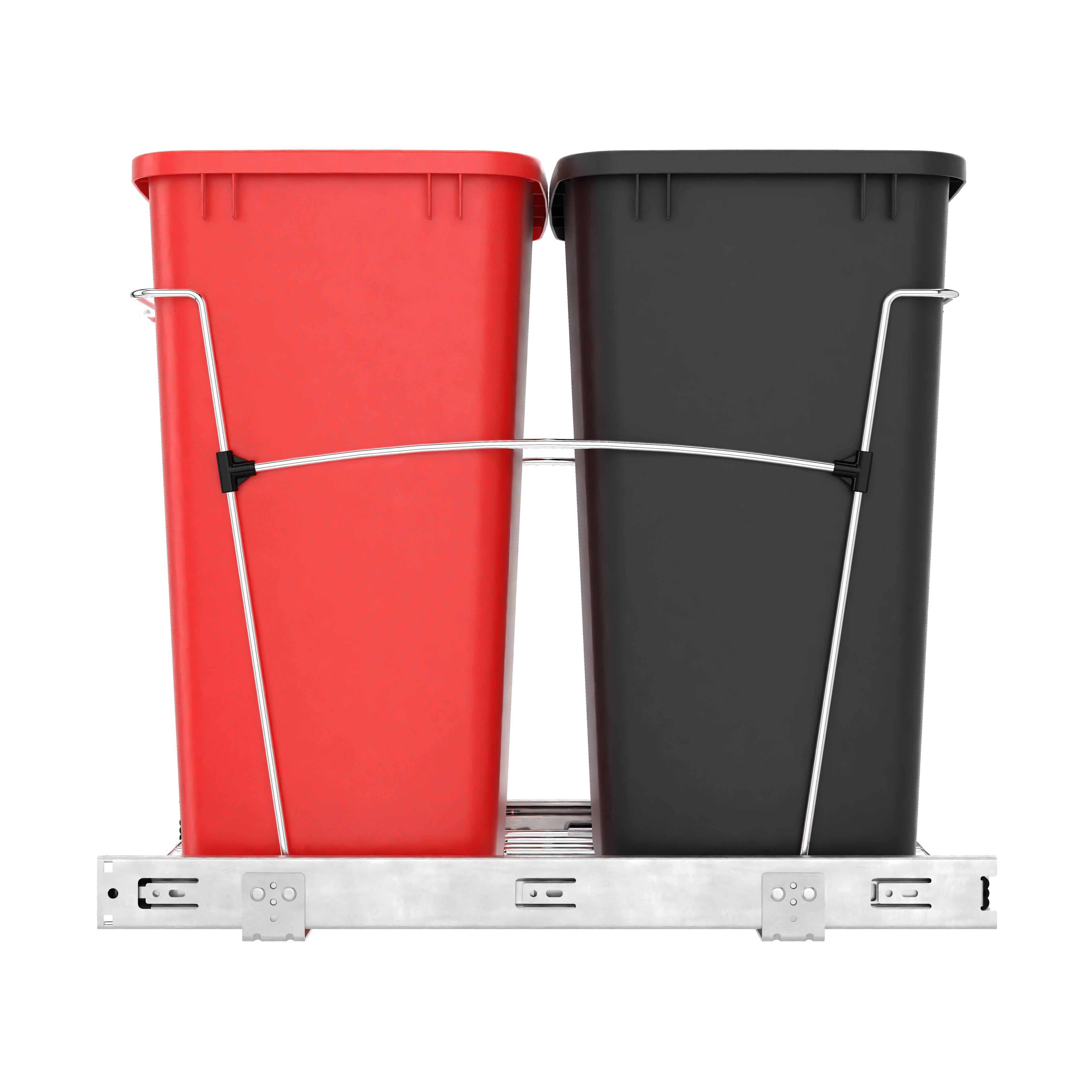 Alt View 7. Rev-A-Shelf - Rev-A-Shelf Double Pullout Trash Can 35 qt. for Kitchen, Red, RV-18KD-1618C-S - Red/Black.
