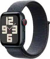 Apple Watch SE 2nd Generation (GPS+Cellular) 40mm Aluminum Case with Ink Sport Loop - Midnight - (2024) - Angle_Zoom