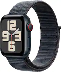 Angle. Apple - Apple Watch SE 2nd Generation (GPS+Cellular) 40mm Aluminum Case with Ink Sport Loop - Midnight.