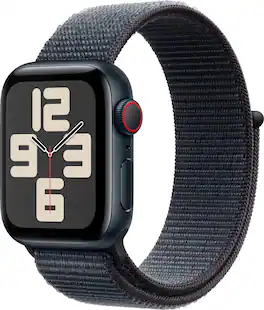 Refurbished Excellent - Apple Watch SE 2nd Generation (GPS+Cellular) 40mm Aluminum Case with Ink Sport Loop - Midnight - (2024)