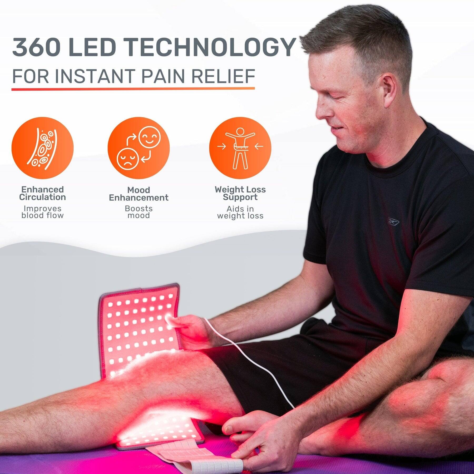 360 LED TECHNOLOGY FOR INSTANT PAIN RELIEF

- Enhanced Circulation: Improves blood flow
- Mood Enhancement: Boosts mood
- Weight Loss Support: Aids in weight loss