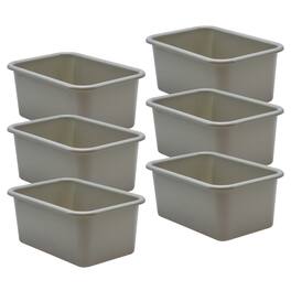 Teacher Created Resources - Gray Small Plastic Storage Bin, Pack of 6