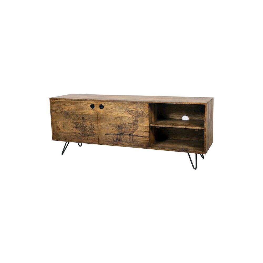 Alt View 3. Porter Designs - Porter Designs Alpine Solid Wood TV Stand, Natural - Brown.