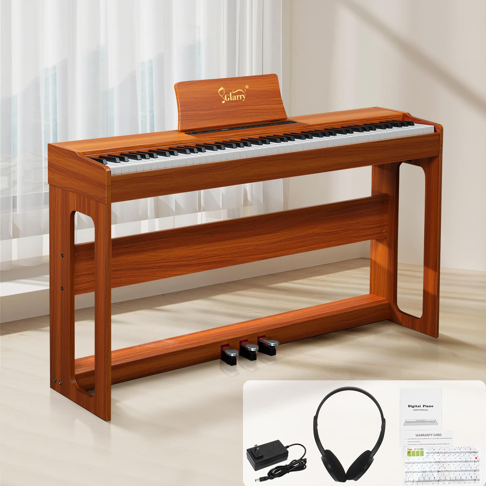 Winado - Digital Piano 88-Key Weighted Action Electric Piano with 3-Pedal Unit, Double Bluetooth, Split/Touch/Transpose Control