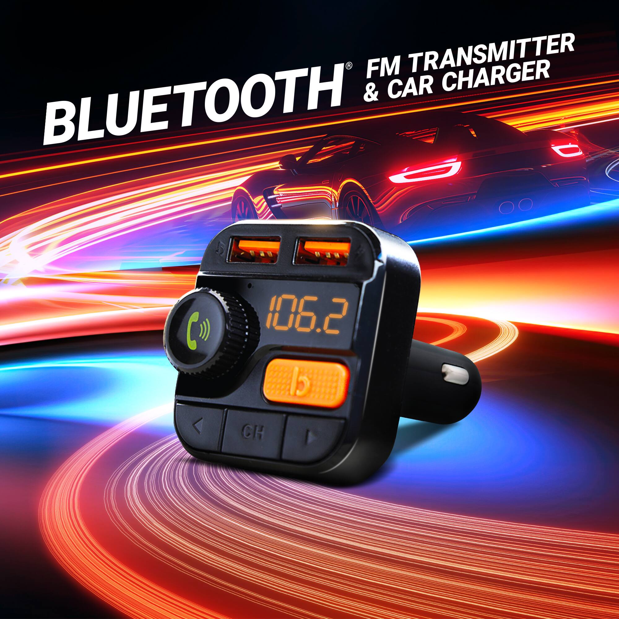 BLUETOOTH® FM TRANSMITTER & CAR CHARGER
