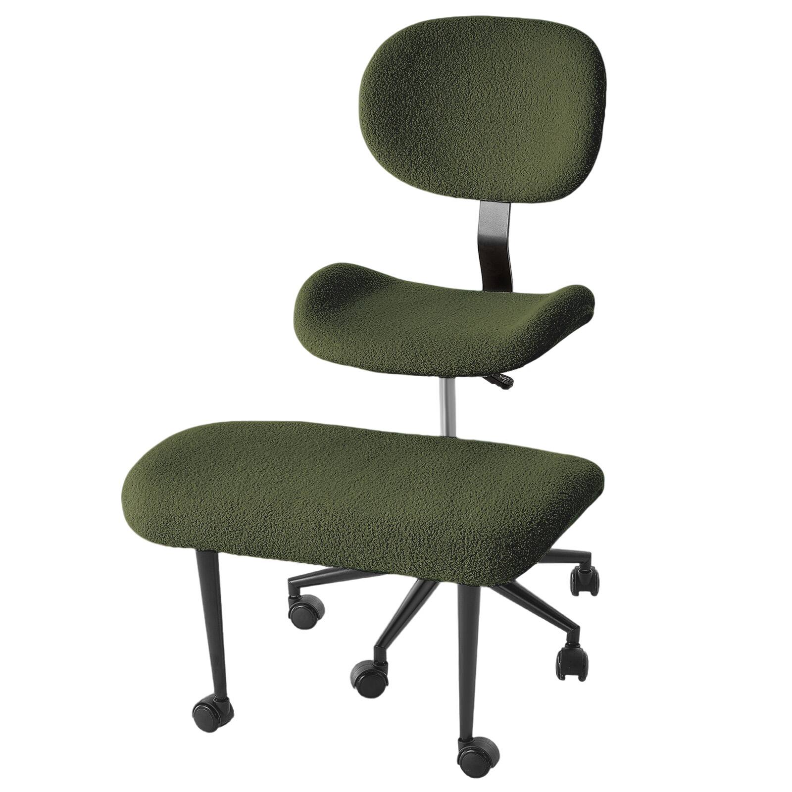 Left. Pinmoco - Fabric Ergonomic Office Chair with Back Support and Wheels Cross-Legged ADHD Adjustable Office Chair - Teddy Green.