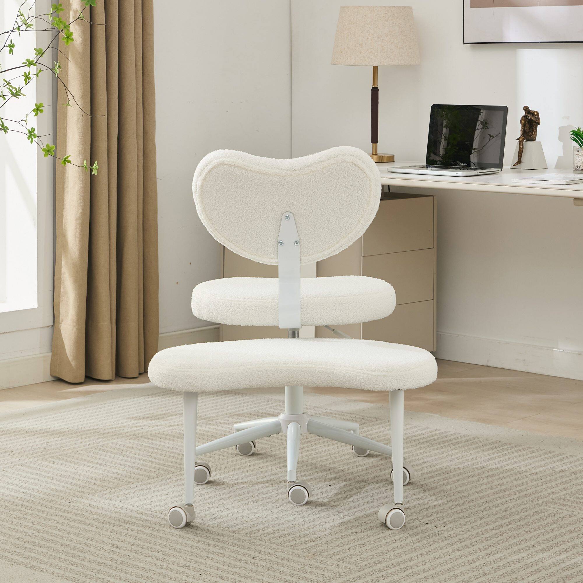 Angle. Forest'nSky - Adjustable Cross-Legged Meditation Chair with Wheels & Lumbar Support,Ivory - Ivory.