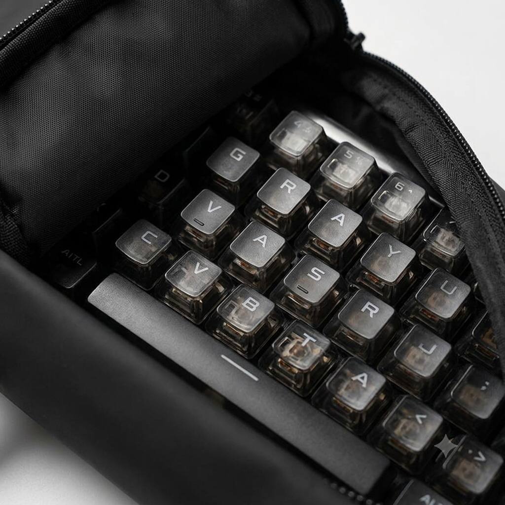Alt View 1. GravaStar - GravaStar Keyboard Crossbody Bag Waterproof Travel Sling Case for 60% Mechanical Keyboards & Accessories Black - Black.