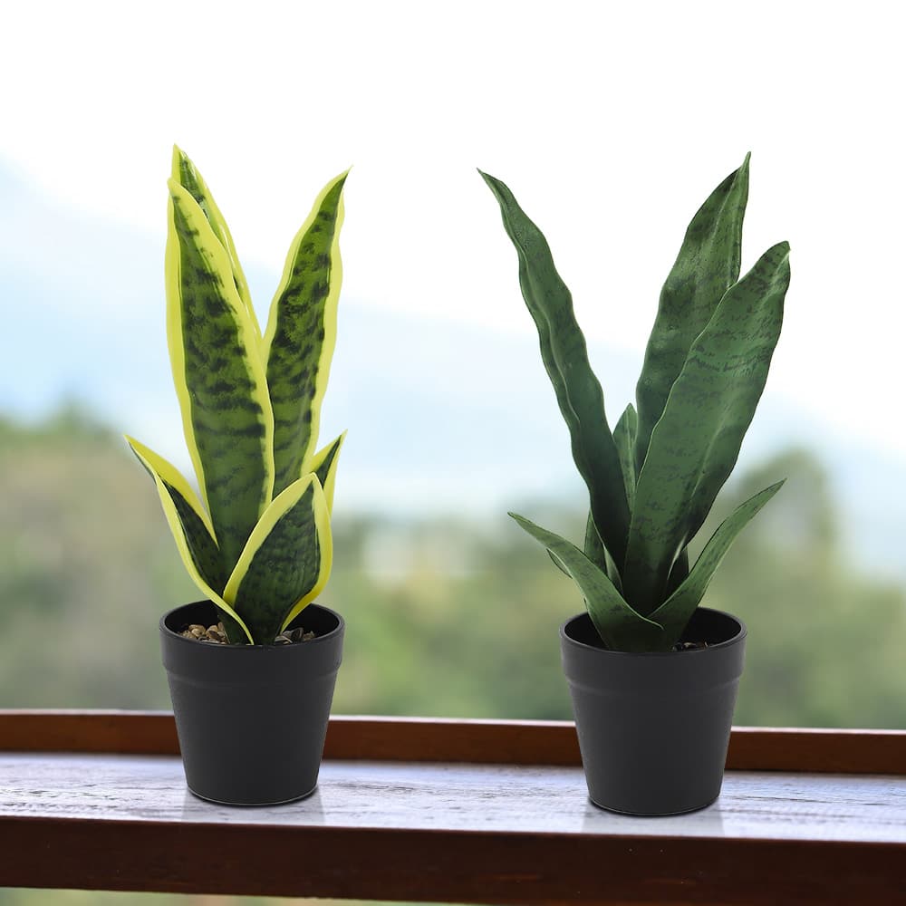 Oumilen - 2PCS Decorative Artificial Potted Plants, Small Fake Plants with Realistic Leaves, Faux Bonsai for Outdoor, Yard, Patio