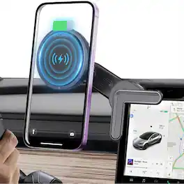 Esoulk - 25W Qi 2.2 Cooling Magnetic Wireless Phone Car Charger For Tesla Monitor Mount Compatible with iPhone 17 Pro Max - Black