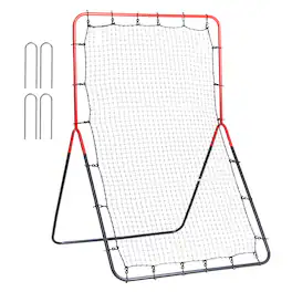 VEVOR - Baseball And Softball Rebounder Net, 3 x 4.5 ft PitchBack Baseball Pitching Nest, 3-Way Baseball, Softball Pitchback Net - Red + black