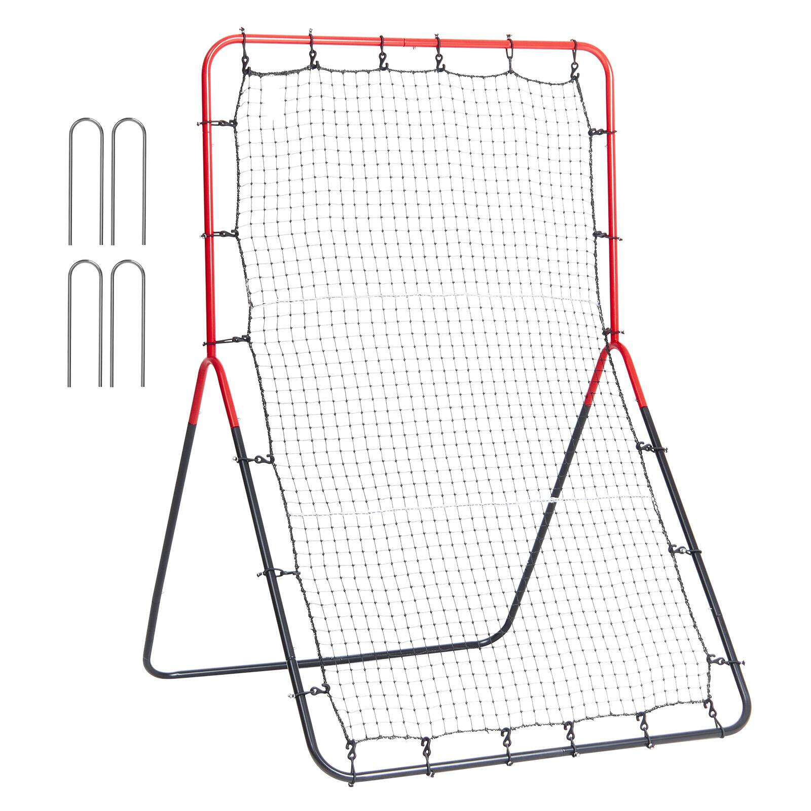 VEVOR - Baseball And Softball Rebounder Net, 3 x 4.5 ft PitchBack Baseball Pitching Nest, 3-Way Baseball, Softball Pitchback Net - Red + black