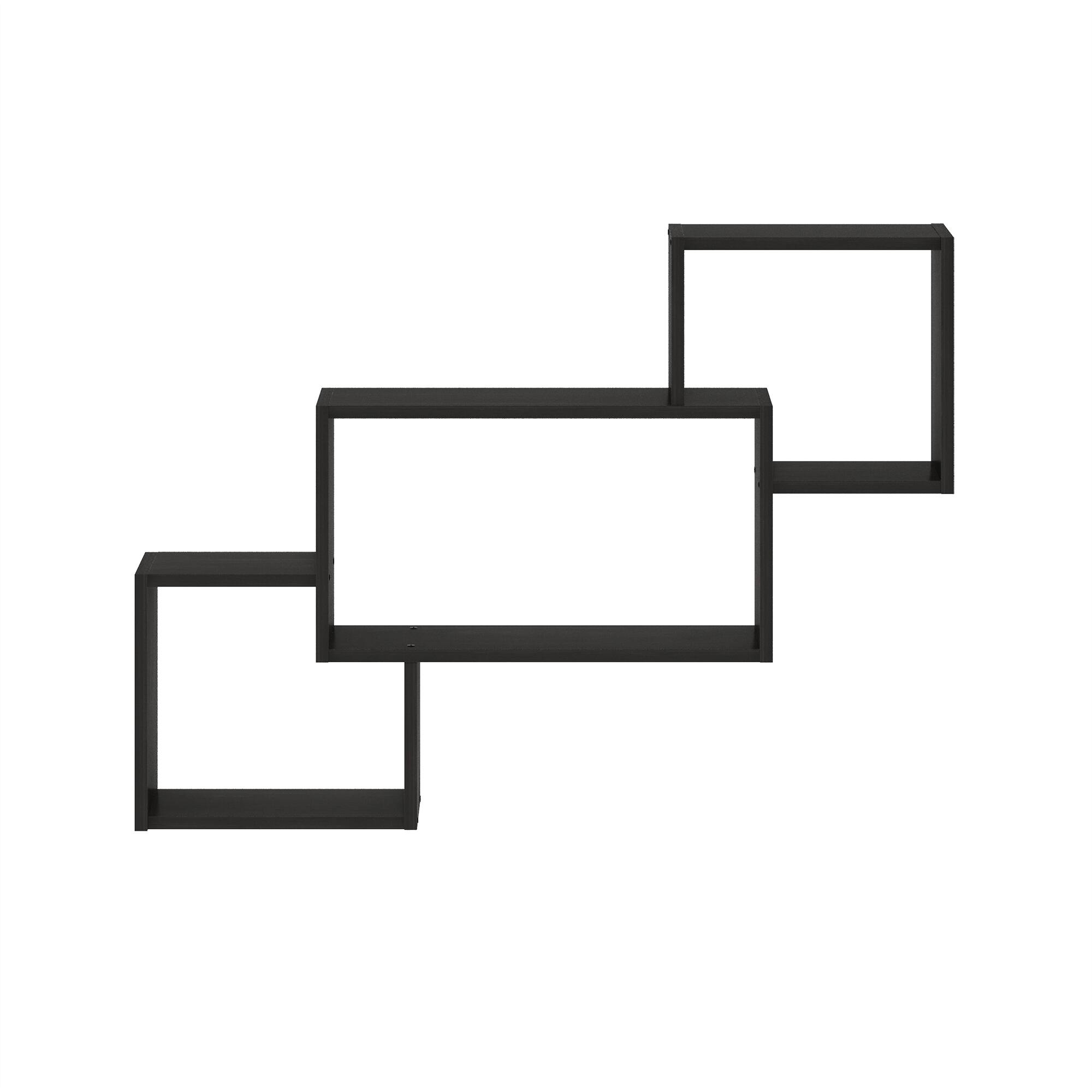 Alt View 2. Furinno - Rossi Interweave Wall Mount Floating Decorative Shelf, Set of 3 - Espresso.