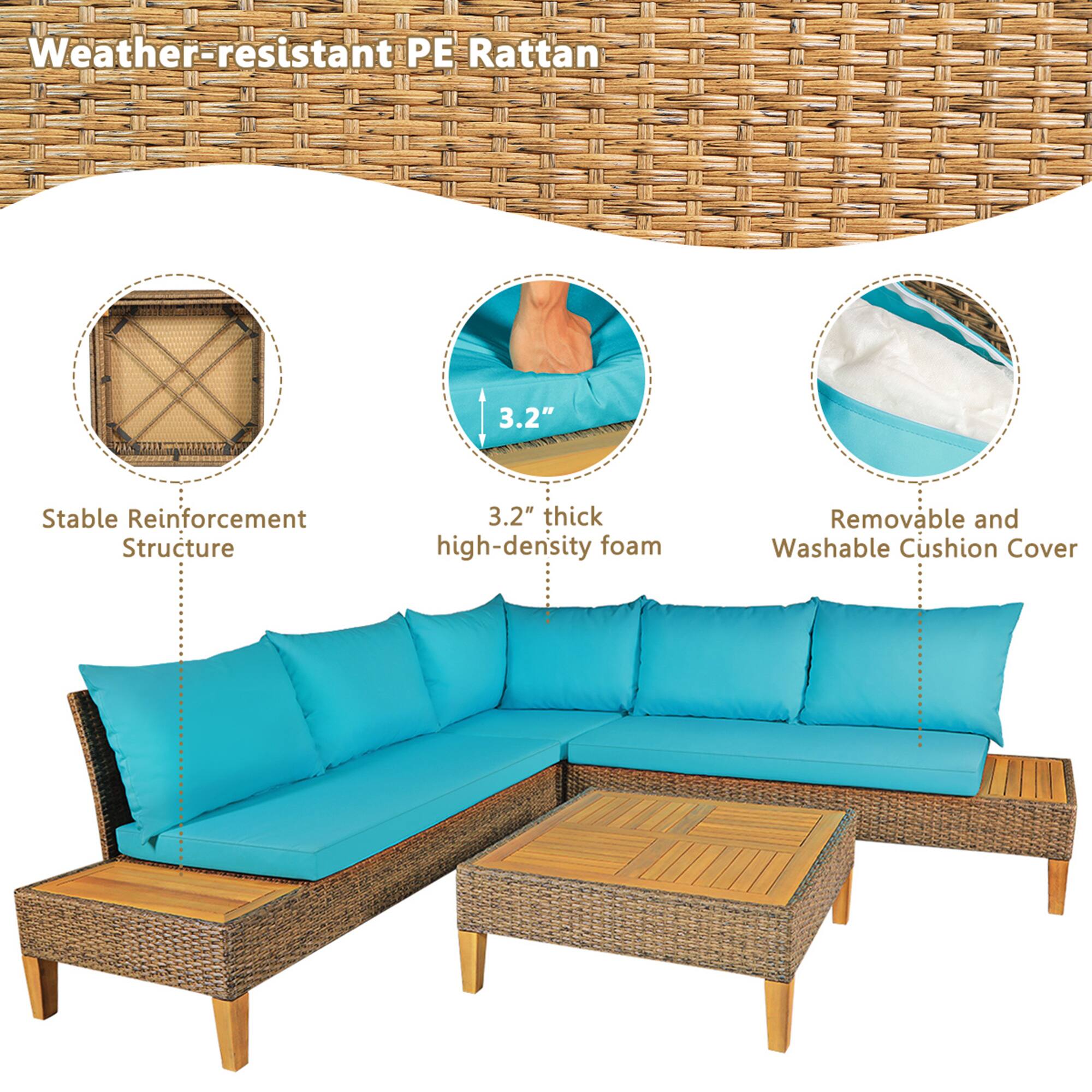 Weather-resistant PE Rattan

- Stable Reinforcement Structure
- 3.2" thick high-density foam
- Removable and Washable Cushion Cover