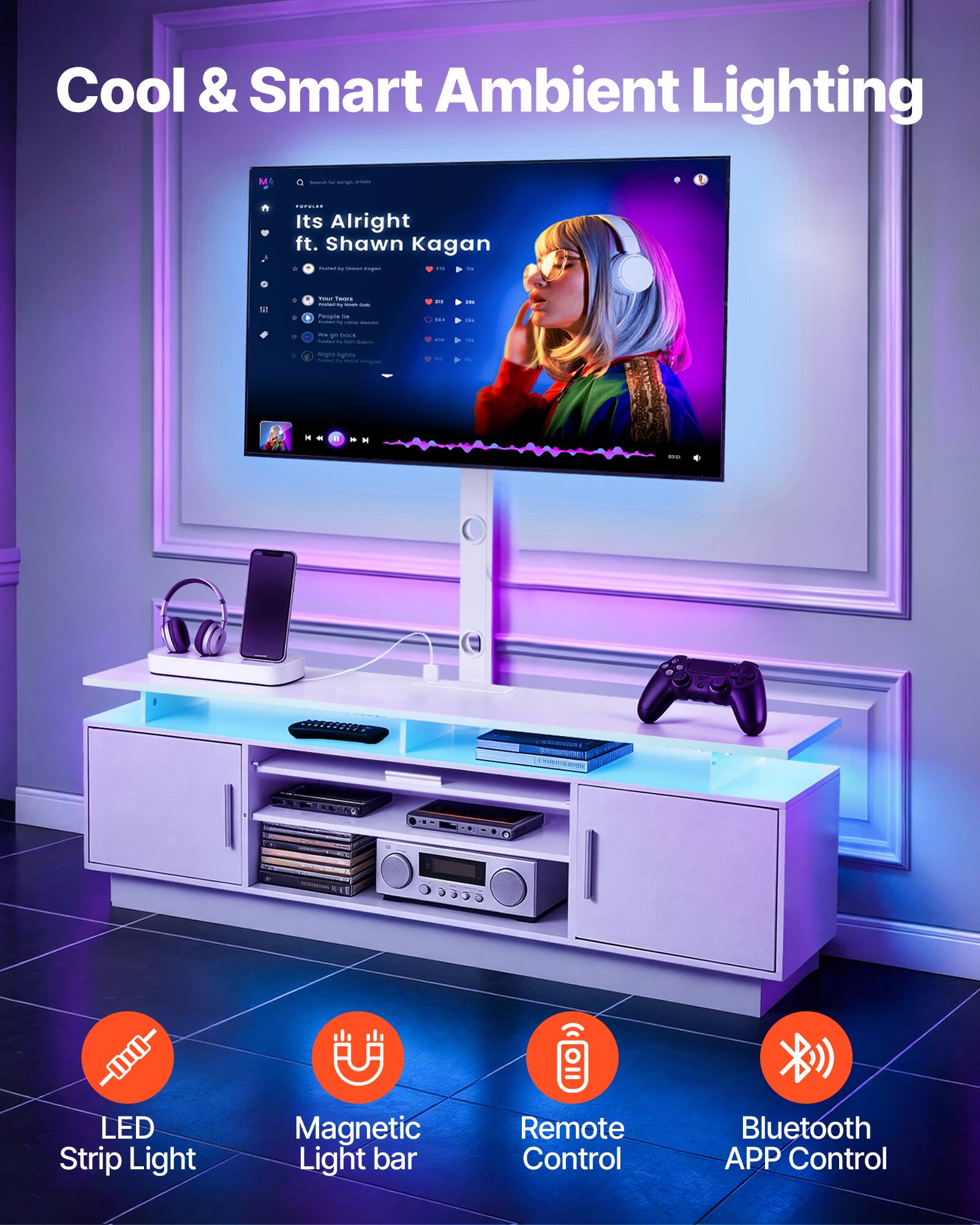 Cool & Smart Ambient Lighting

1. It's Alright ft. Shawn Kagan

LED Strip Light
Magnetic Light bar
Remote Control
Bluetooth APP Control