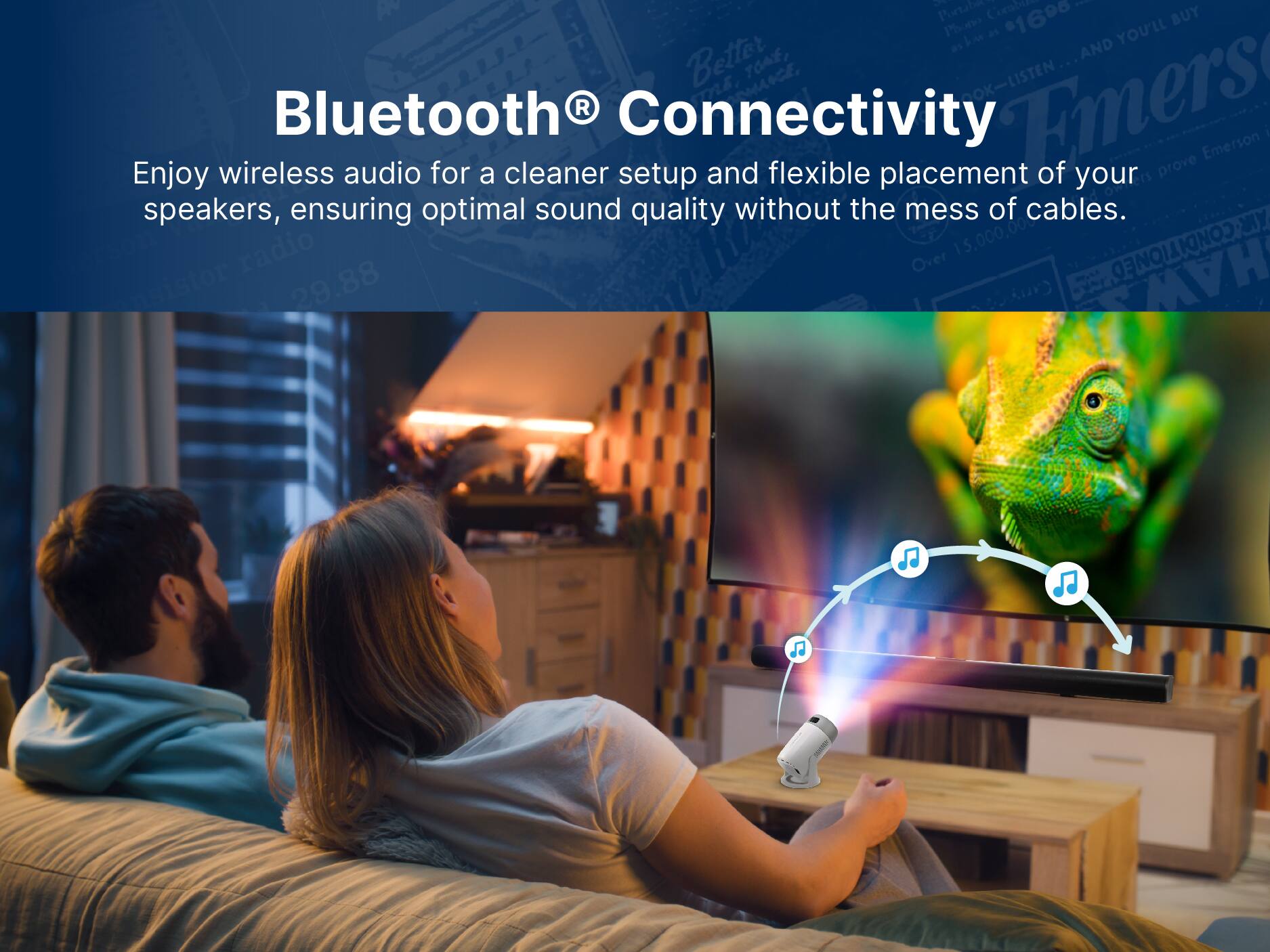 Bluetooth Connectivity
Enjoy wireless audio for a cleaner setup and flexible placement of your speakers, ensuring optimal sound quality without the mess of cables.