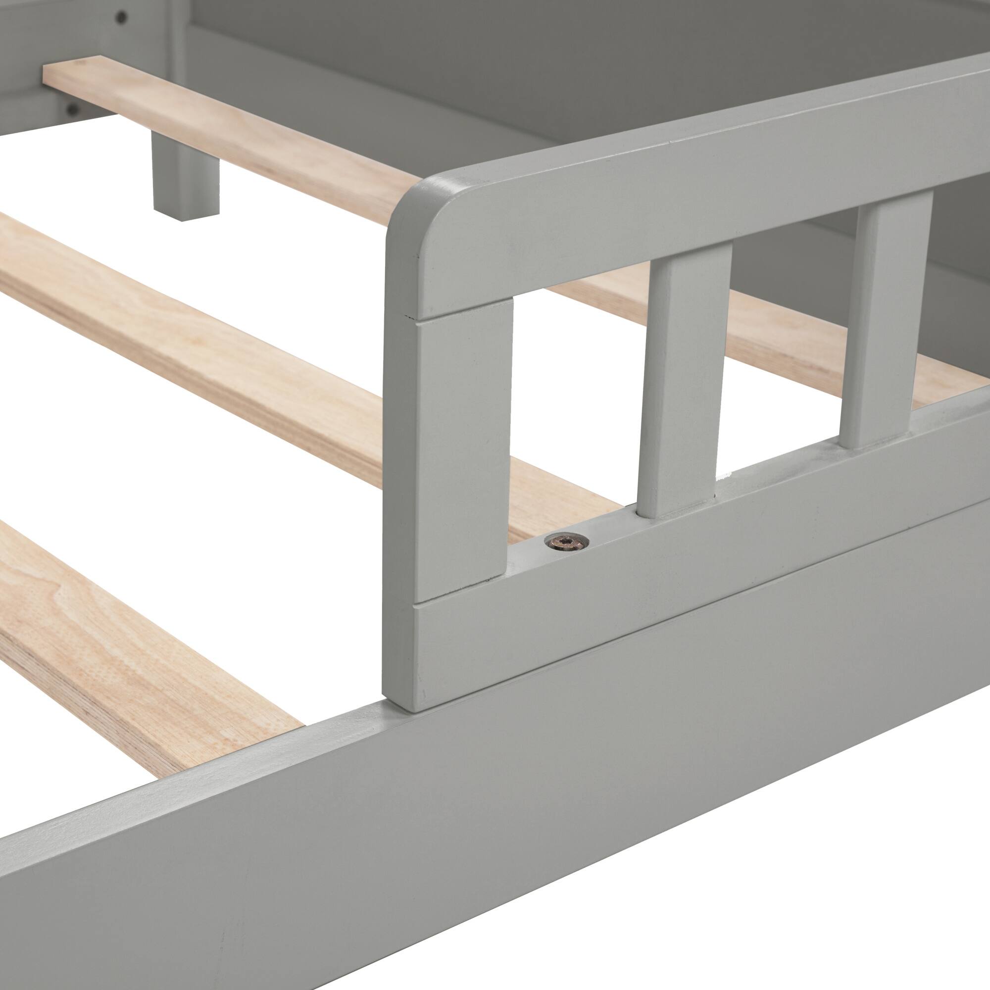 Alt View 10. GOODSILO - Twin Bed with Integrated Bookshelf Headboard and Motion Sensor LED Lighting System for Enhanced Bedroom Functionality - Grey.