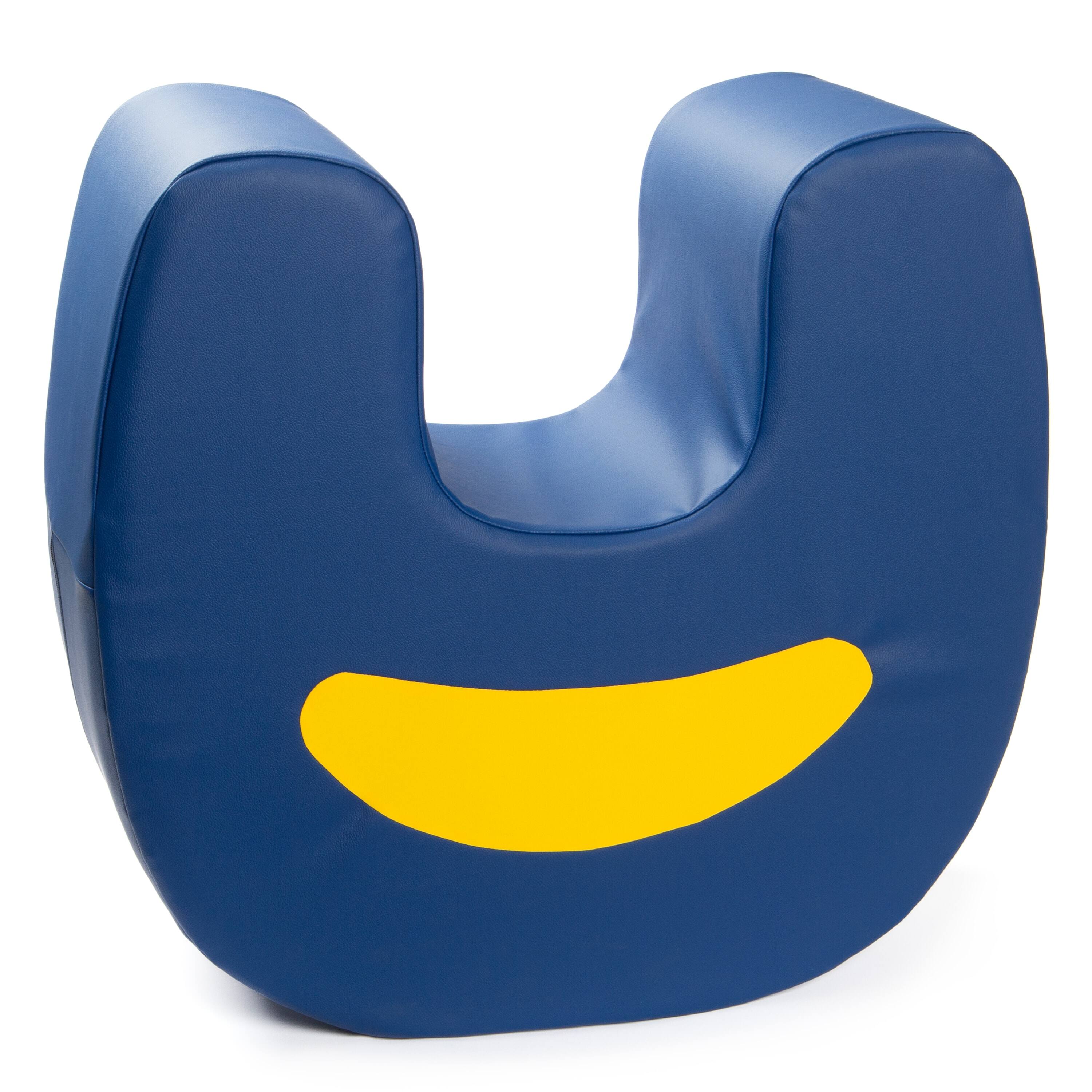 Left. Jaxx - SqUoosh U-Shaped Sensory Rocker, Royal Blue / Yellow - Royal Blue/Yellow.