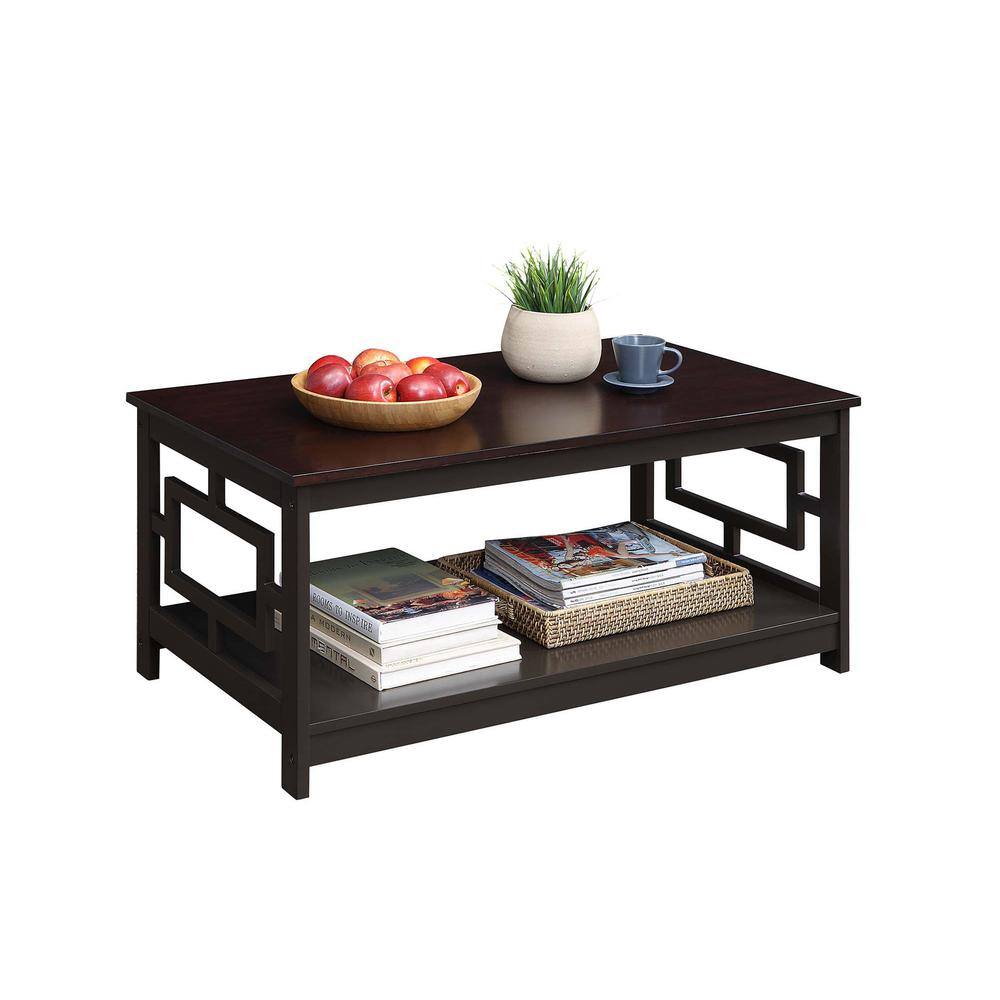 Angle. Convenience Concepts - Town Square Coffee Table with Shelf, Espresso - Espresso.