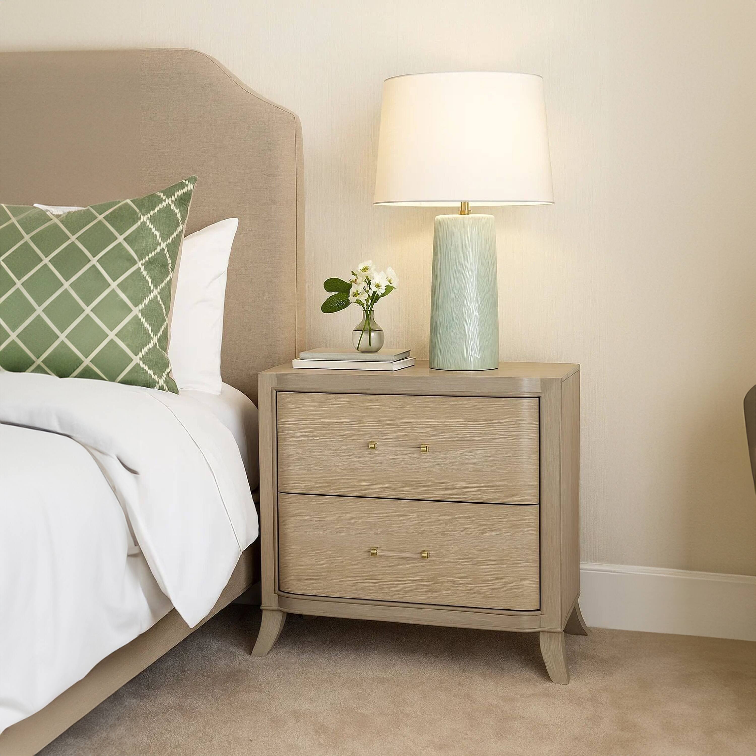 Alt View 5. Manhattan Lane - Fea Nightstand with USB Ports, 2 Drawers - Natural Oak Brown.