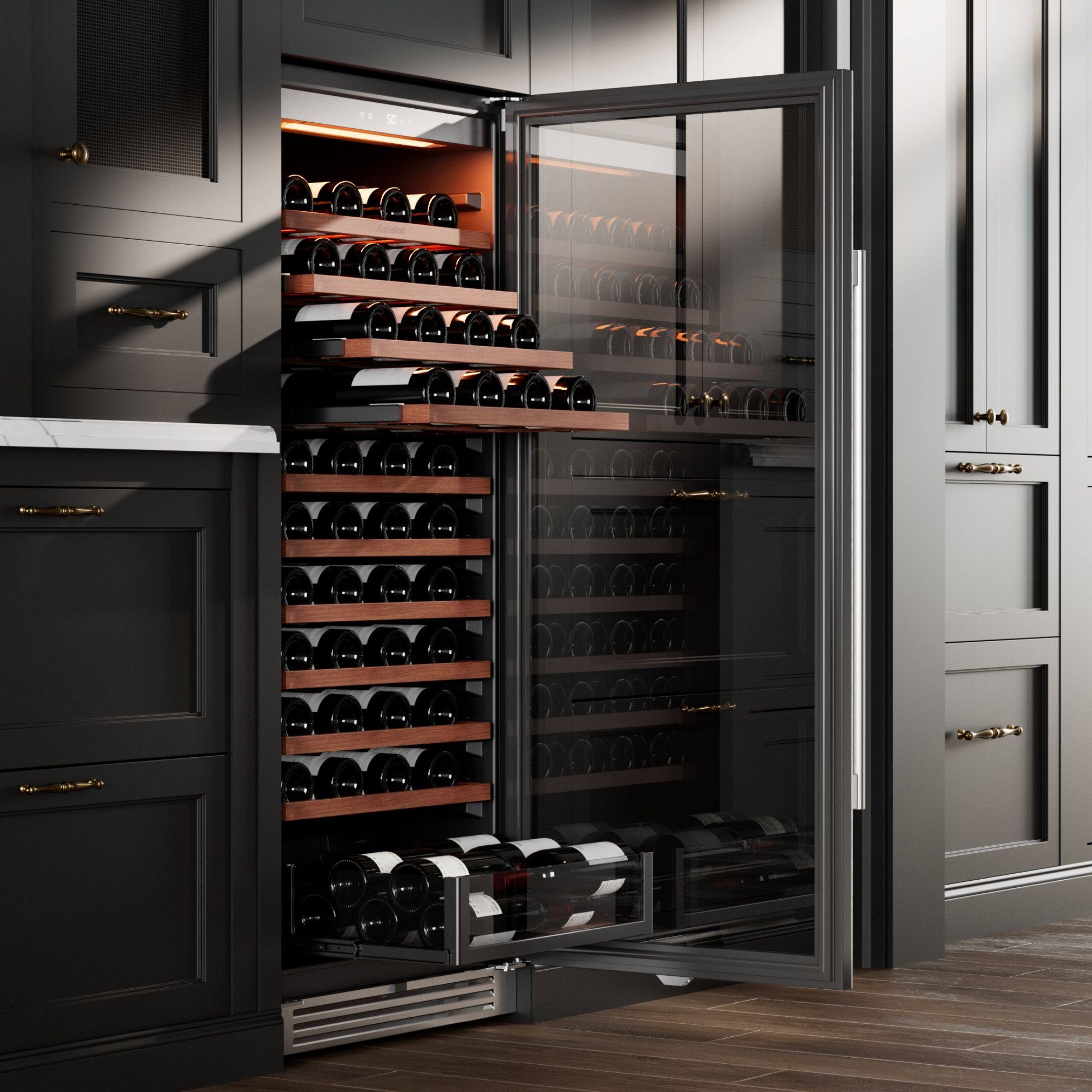 Alt View 10. Ca'Lefort - 24 inch 90-Bottle Wine Cooler Refrigerator Freestanding/Built-In   3-Color LED Lighting ，for Home, Bar & Office - stainless steel.