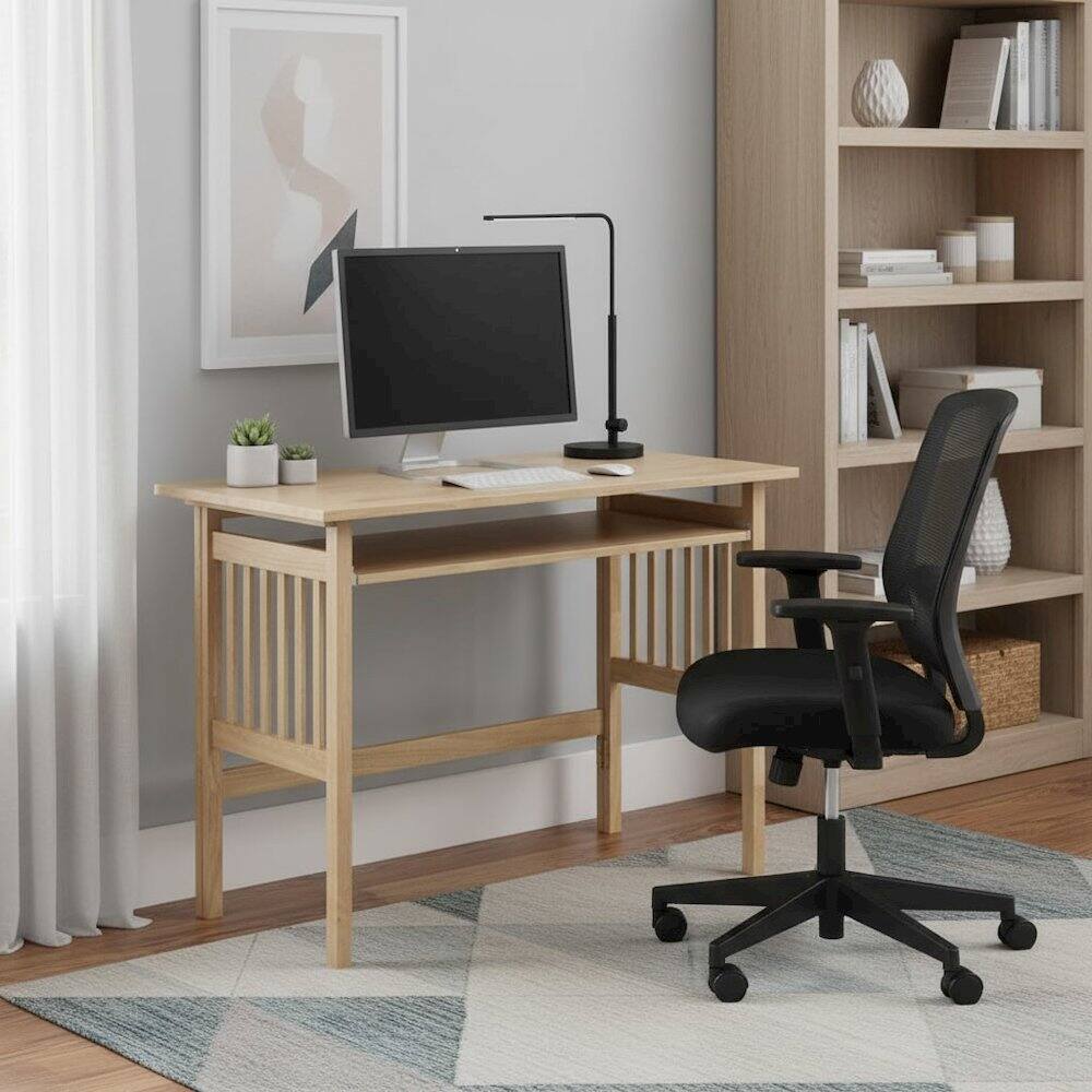 Alt View 3. FurniFact - Honey Finish Printer Table, Solid and Composite Wood for Computer Workstations - Natural.