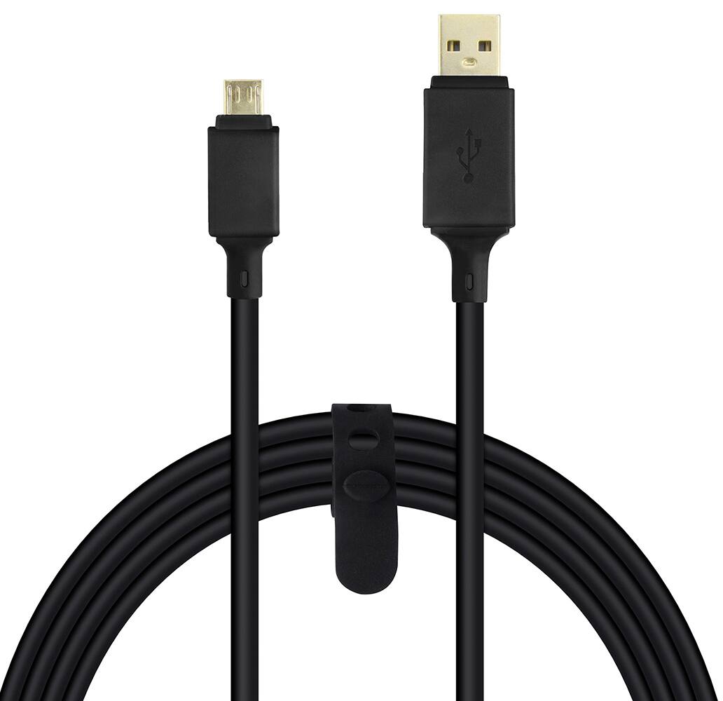 Front. NEXT - Extra Long USB Micro 9' Play + Charge Cable For PlayStation 4 - Black.