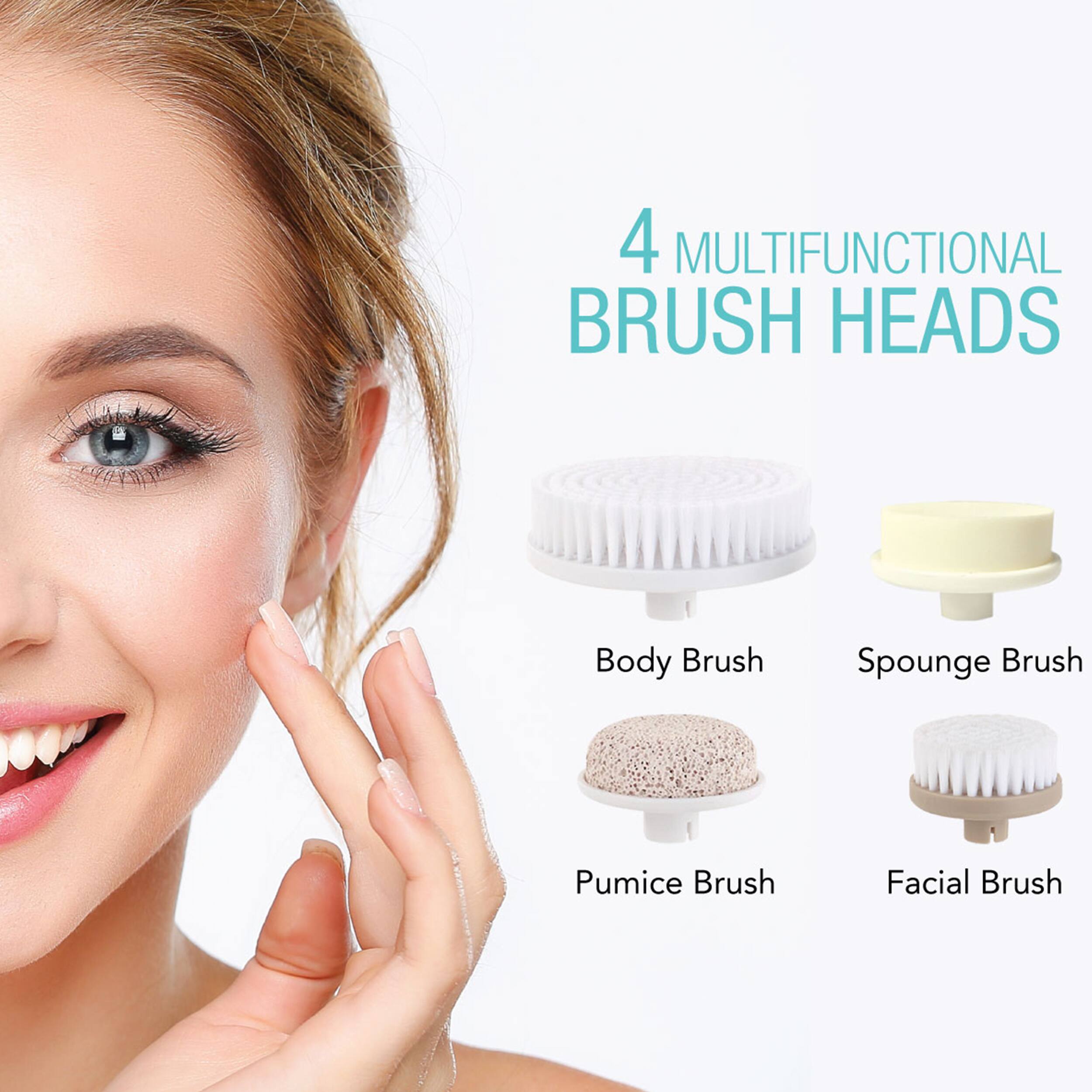 4 MULTIFUNCTIONAL BRUSH HEADS
Body Brush
Sponge Brush
Pumice Brush
Facial Brush