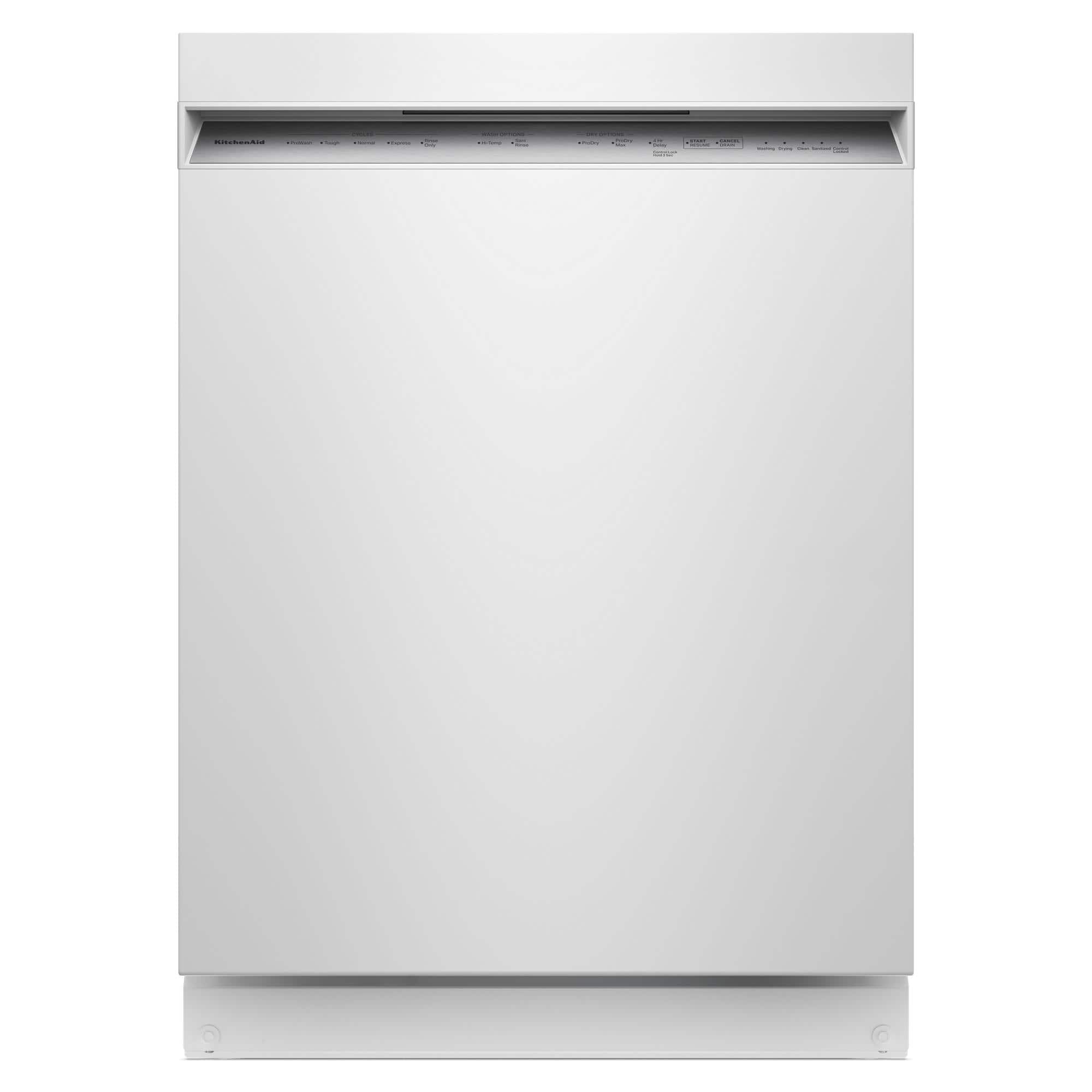 KitchenAid - 24" Front Control Built-In Stainless Steel Tub Dishwasher with Third Level Utensil Rack and 47 dBA - White - Front_Zoom