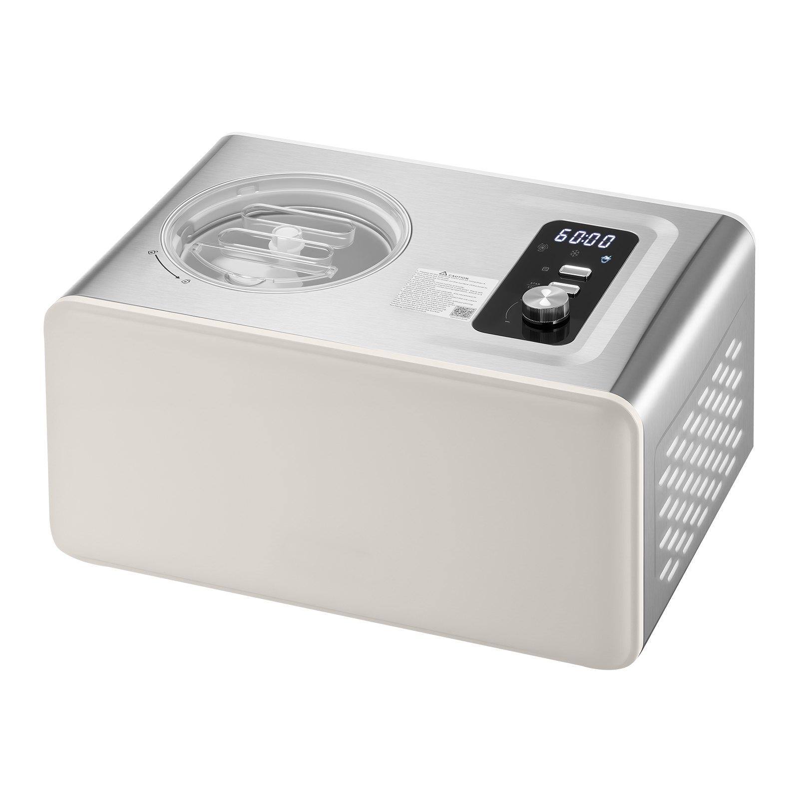 Alt View 9. Glintex - Automatic Ice Cream Maker with Built-in Compressor, 2Qt Gelato & Sorbet Machine, 3 Modes for Home Use - Silver.