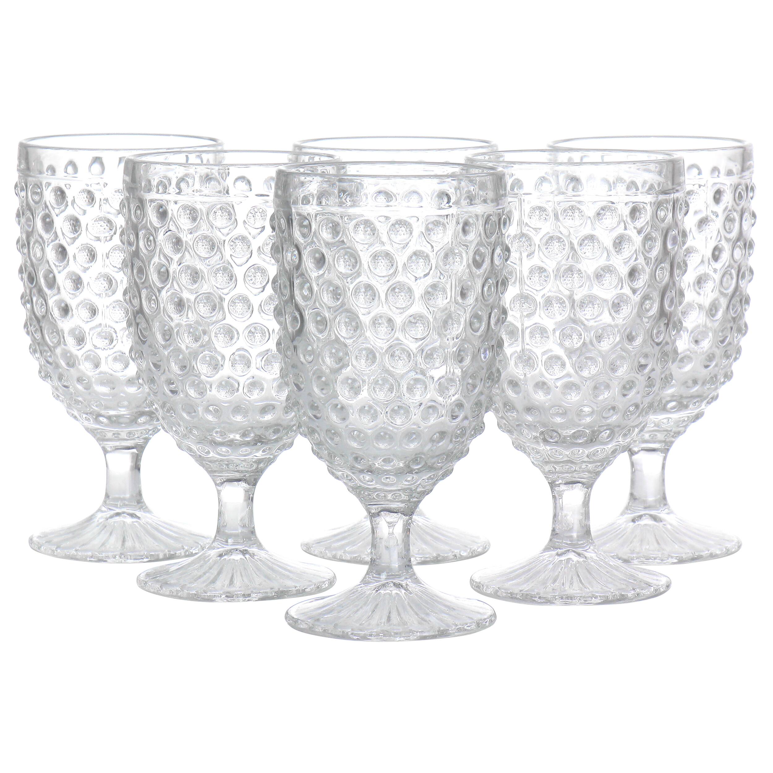 Front. Martha Stewart - Martha Stewart 6 Piece 14.2 Ounce Clear Glass Hobnail Goblet Drinkware Set - Clear.