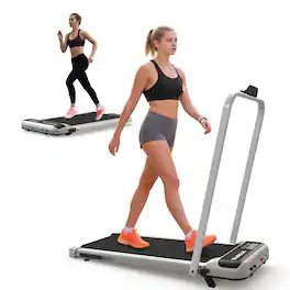 Lycvki - 3 in 1 Under Desk Treadmill Foldable Incline Handle Bar Remote LED - Gray