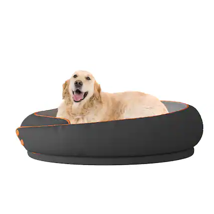 Front. wowmax - Round Orthopedic Dog Bed, Medium Pet Bed with Supportive Foam, Washable Cover, Non-Slip, 45" - Black.